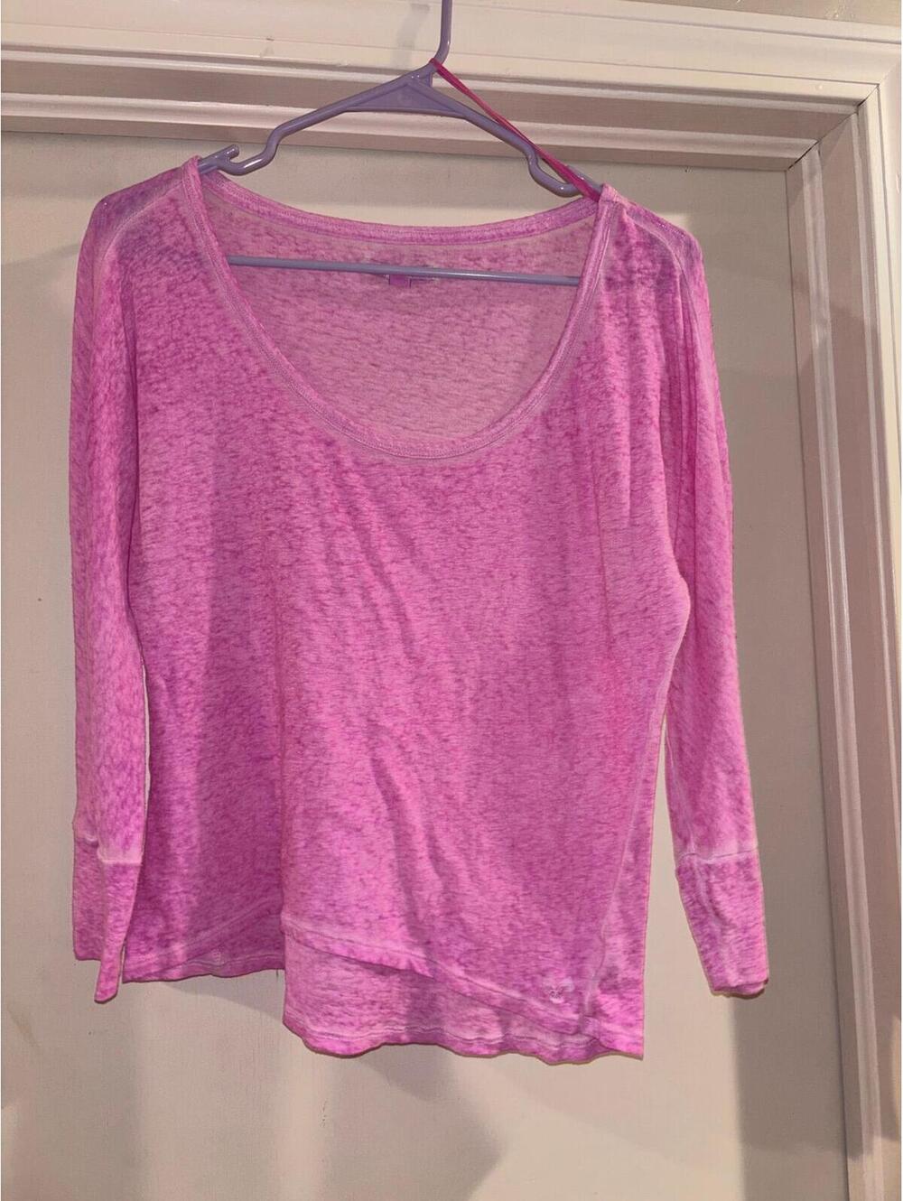 American Eagle Soft Burnout Pink Long Sleeve Top XS Preloved